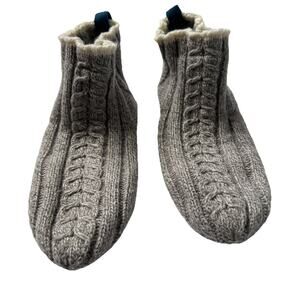 Bombas Gripper Slipper Womens XS (5-6.5) Gray Cable Knit Cushioned Cozy Lounge